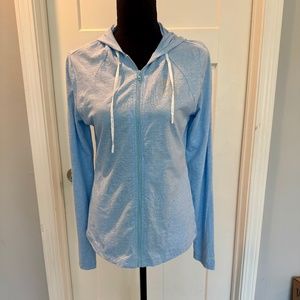 Maui Water Wear light weight zip up jacket, L, EUC, lt blue, UPF 50+, Maui logo